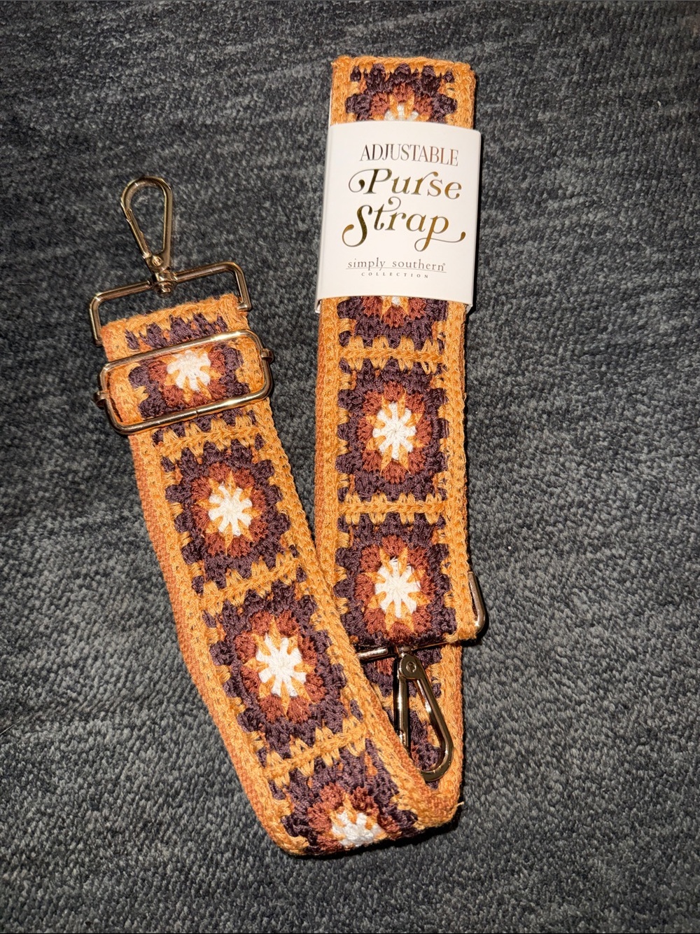 NWT Simply Southern Crochet Adjustable Purse Strap Boho Granny Square